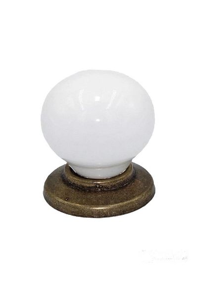Porcellana Perla White-Antique- Porcelain Handle Cabinet Drawer Furniture-Kitchen-Handle-Sink Button-Metal -Stk1477