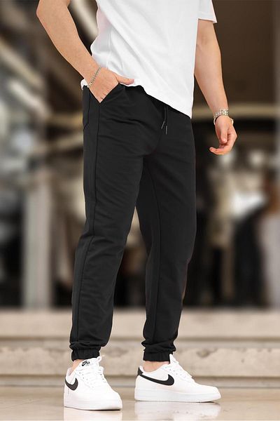 Madmext Μαύρο ανδρικό φούτερ Basic Pocket με ελαστικό πόδι 6547