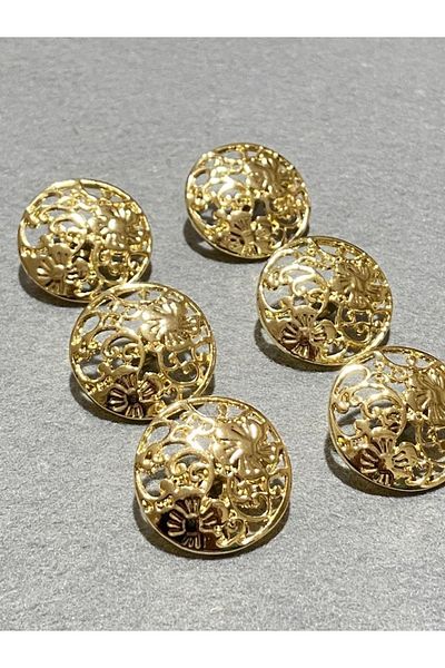 karantuhafiye Coat Button Lace Patterned Special Coating Gold Set of 6 / 2.2 cm