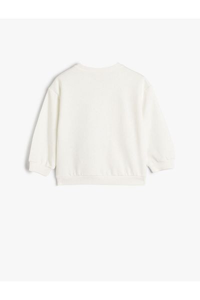 Koton Stitch Sweat Licencovaná bavlna s dlhým rukávom a výstrihom