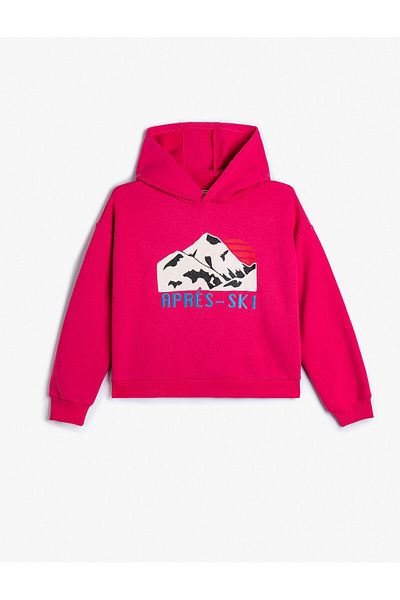 Koton Langärmliges Kapuzensweatshirt - Ski-Aufdruck, bestickte Detailkapuze