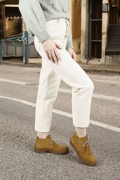 GÖNDERİ(R) Γυναικείες / Κορίτσια Ανοιχτό καφέ Suede Oxford Mold Rubber Sole Γνήσιες δερμάτινες μπότες
