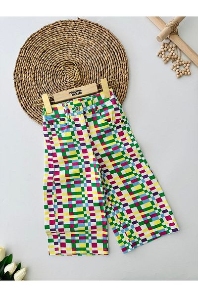 Minigimin Cicileri Colorful Patterned My Mini Luxury Jeans for Girls - Yellow