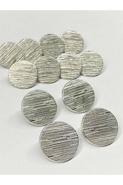 karantuhafiye Blazer Jacket Button Striped Metal Coin Model Silver