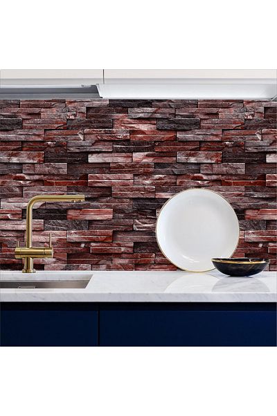 Bigaimaj Bucătărie între blaturi Folie autoadeziva acoperire Burgundy Stone Model 60cmx100cm