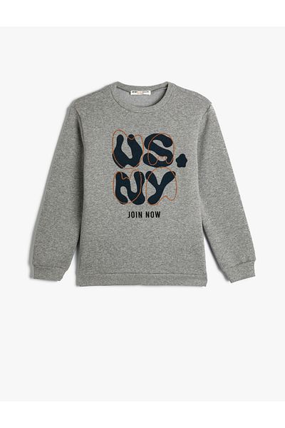 Koton Long Sleeve Crew Neck City Themed Sweatshirt - Raster