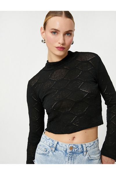 Koton Crop Sweater Openwork Flare Sleeve