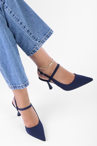 Shoeberry Dámské saténové jehly Nella Navy