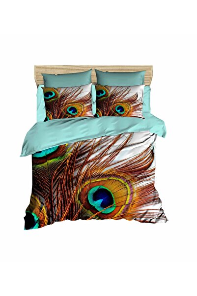 Fabeteks Peacock Feather 3D Digital Double Duvet Cover Set
