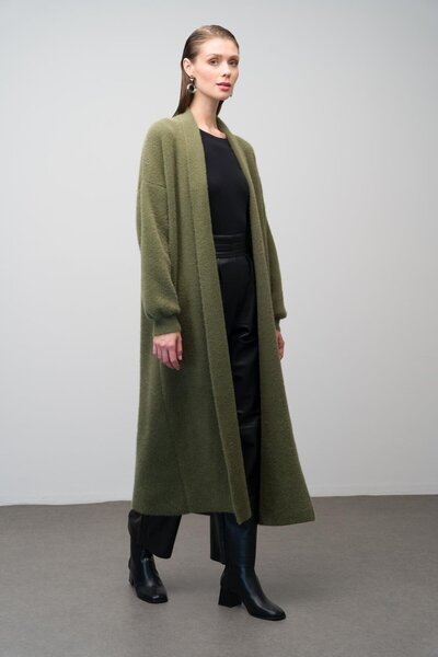 Olcay Uzun Salaş Triko Hırka HAKİ 8245