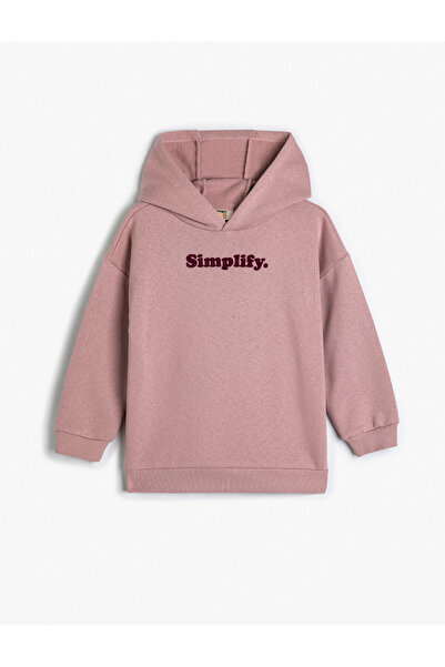 Koton Kapuzenpullover mit langen Ärmeln und erhabenem Slogan-Aufdruck