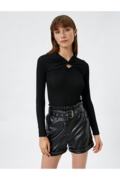 Koton Tricou cu mânecă lungă cu detaliu de fereastră nervurat