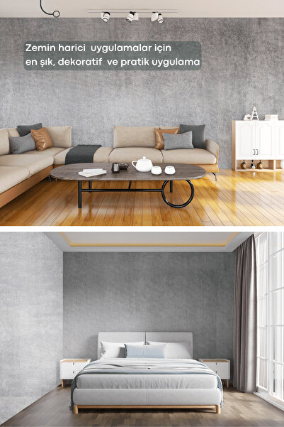 Technojet Kendinden Yapışkanlı Dokulu Çimento Görünümlü Mutfak Duvar Dolap Masa Kaplama 60cmX500cm