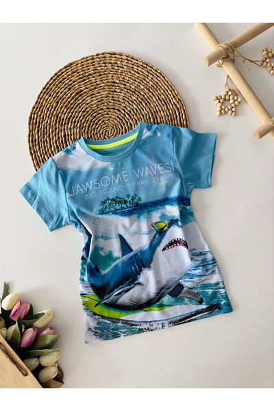 Minigimin Cicileri Tricou pentru băiat cu imprimeu 3D Pește pentru copii mici - Albastru