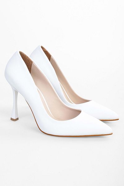 Shoeberry Women's Mags White Skin Stiletto