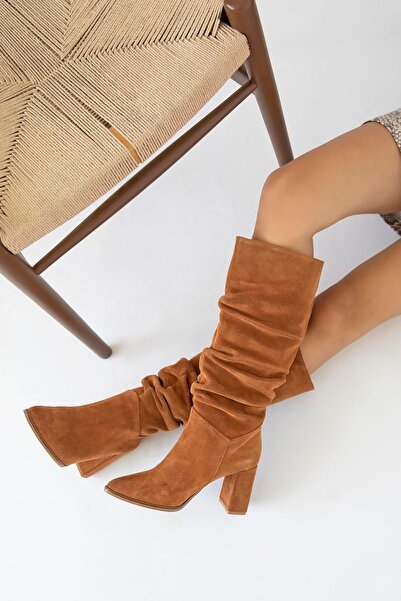 STRASWANS Astana Γυναικείες μπότες με μυτερή μύτη από γνήσιο καστόρι δερμάτινες μπότες καφέ