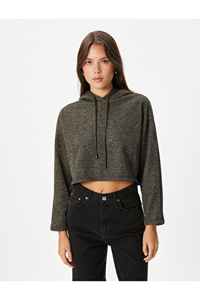 Koton Hanorac cu glugă cu mânecă lungă cu sclipici