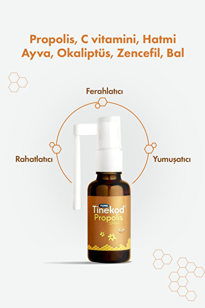 Tums Tinekod Propolisli Boğaz Spreyi 30ml | C Vitamini, Okaliptus, Zencefil, Bal