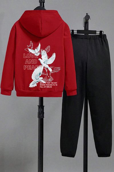 uyguntarz Pigeon Printed Children's Comfortable Tracksuit Set