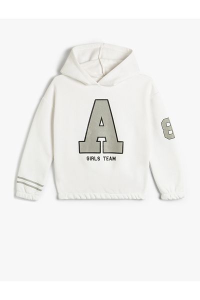 Koton Hooded Songbird Sleeve Glitter Print Detailed Long Sleeve Ribbon