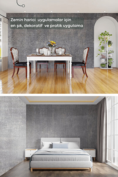 Technojet Kendinden Yapışkanlı Dokulu Çimento Görünümlü Mutfak Duvar Dolap Masa Kaplama 60cmX300cm