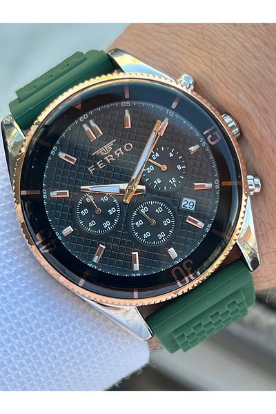 FERRO Silicone Cord Inner Functions Active 30 Mt Water Resistant Men's Wristwatch Em31920-E