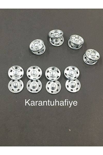 karantuhafiye Snap Fastener Metal Silver 1.3 Cm Set of 8