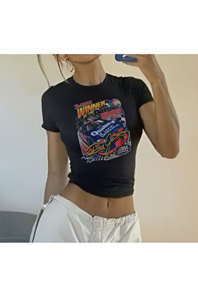 MAYDAY CULTURE Tricou pentru bebeluși Y2K Lycra din bumbac pieptănat negru