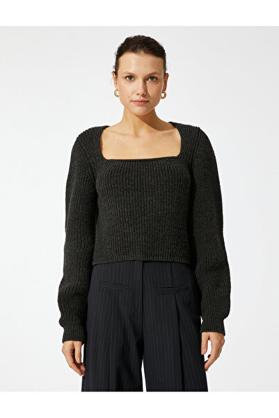 Koton Pulover tricotaj cu mânecă cu balon cu gât pătrat