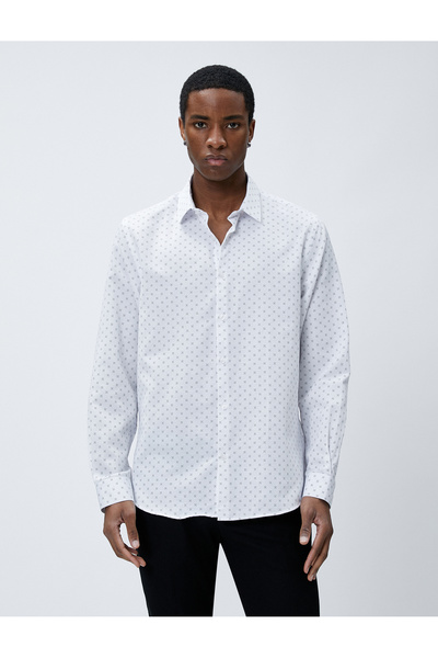 Koton Sportovní košile s geometrickými detaily, klasický límec Slim Fit Non Iron