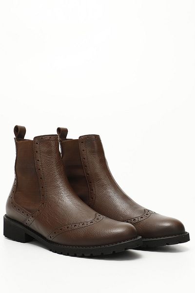 GÖNDERİ(R) Dámské / Dívčí Coffee Floater Gumová podešev Chelsea Boots z pravé kůže
