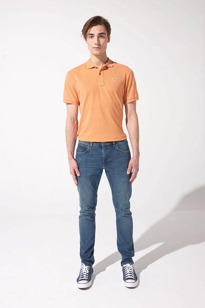 Lee Blaue Slim-Fit-Jeans für Herren von Luke – dehnbare Baumwolljeans mit normaler Taille und schmalem Bein