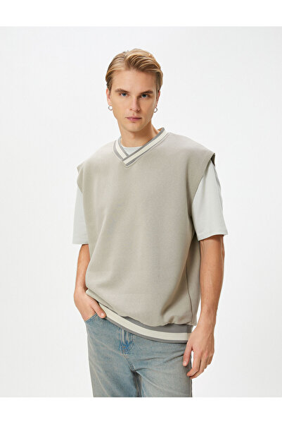 Koton Oversize φούτερ με κοντό μανίκι με V λαιμόκοψη