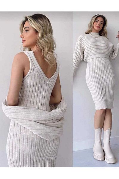 Luigi Women's Knitwear Fabric Sweater Dress Set of 2
