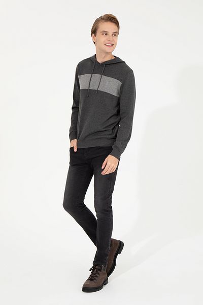 U.S. Polo Assn. Anthracite Melange Hooded Men's Knitwear Sweater - 50257858 -Vr081