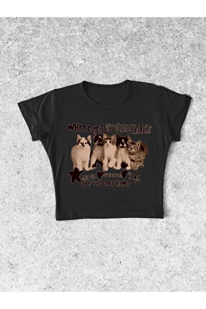 MAYDAY CULTURE Μπλουζάκι Y2K Lycra Combed Cotton Μαύρο Crop Baby Tee