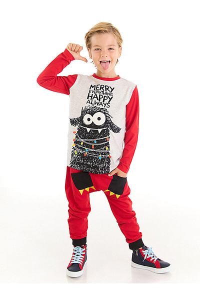 Denokids T-Shirt-Hosen-Set für weihnachtliche Monster-Jungen