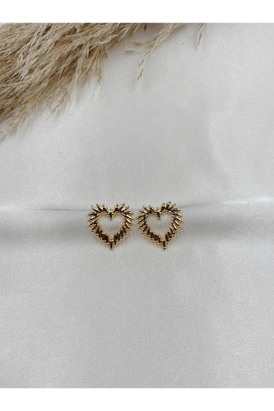 Eylülün Takısı Women's Gold Color Design Heart Earrings