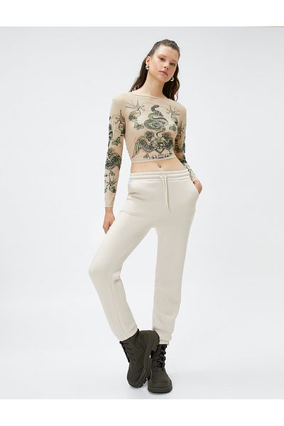Koton Jogger Sweatpants - Ελαστική μέση και λεπτομέρεια τσέπης με κορδόνια
