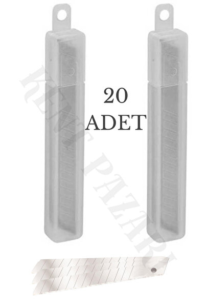 Kent Pazarı Çelik Maket Bıçağı Ağzı 20 Adet & Çelik Falçata Yedek Ağzı - Çeli...