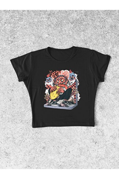 MAYDAY CULTURE Μπλουζάκι Y2K Lycra Combed Cotton Μαύρο Crop Baby Tee