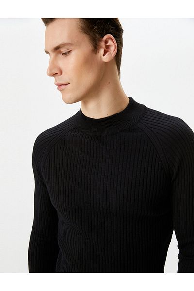Koton Slim Fit Πλεκτό πουλόβερ με βάση γιακάς Raglan μανίκι με υφή