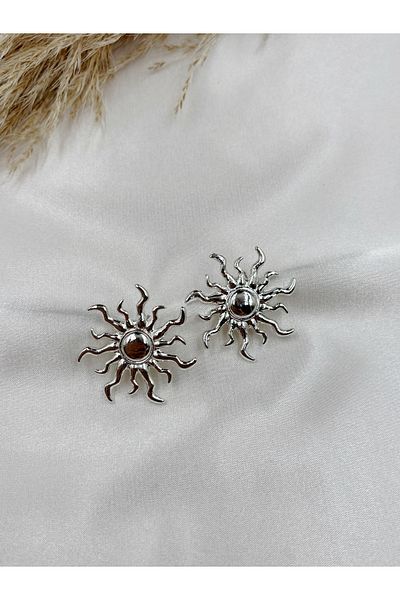 Eylülün Takısı Women's Silver Color Sun Model Earrings