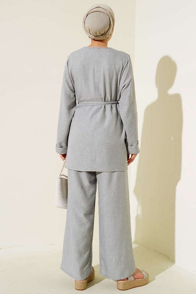 Lavanta Tekstil Linen Double Suit with Kimono