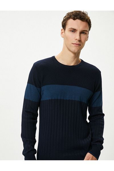 Koton Basic Knitwear Sweater Crew Neck Textured Slim Fit