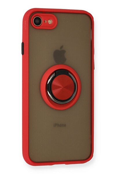 cepmoda iPhone 8 Case - Frosted Transparent with Ring Stand and Colored Sides Ringcover - Red