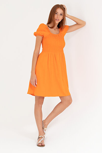 U.S. Polo Assn. Kadın Turuncu Mini Boy Dokuma Elbise 50262578-VR051