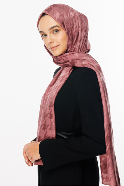 Mooncorn Dried Rose Houndstooth Pattern Shiny Jacquard Shawl