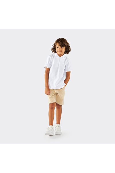Panço Unisex Çocuk Kısa Kollu Beyaz Polo Yaka Tişört