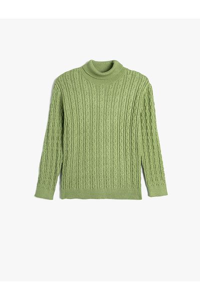 Koton Turtleneck Sweater Long Sleeve with Hair Braid Detail